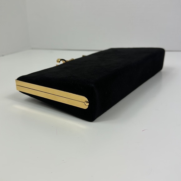 JIMMY CHOO SUEDE CELESTE WITH JIMMY CHOO CRYSTAL CLASP CLUTCH - Picture 8 of 13